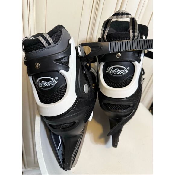 Nattork Balance Blade Adjustable Skate Ice Hockey Skates Black Gray Size 1-4Y - Picture 8 of 11